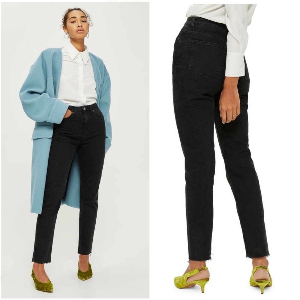 🎀HP🎀 TOPSHOP Black High Rise Straight Leg Jeans